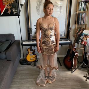 Rose Gold Mermaid Dress Fashion Nova Sz Small